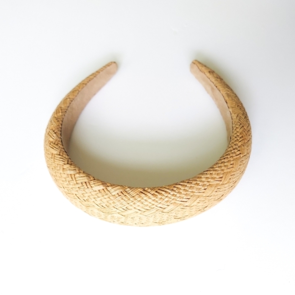 Padded Straw Headband - Khaki